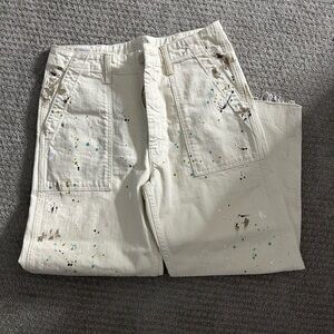 MOTHER Cream Paint Splatter PANTS